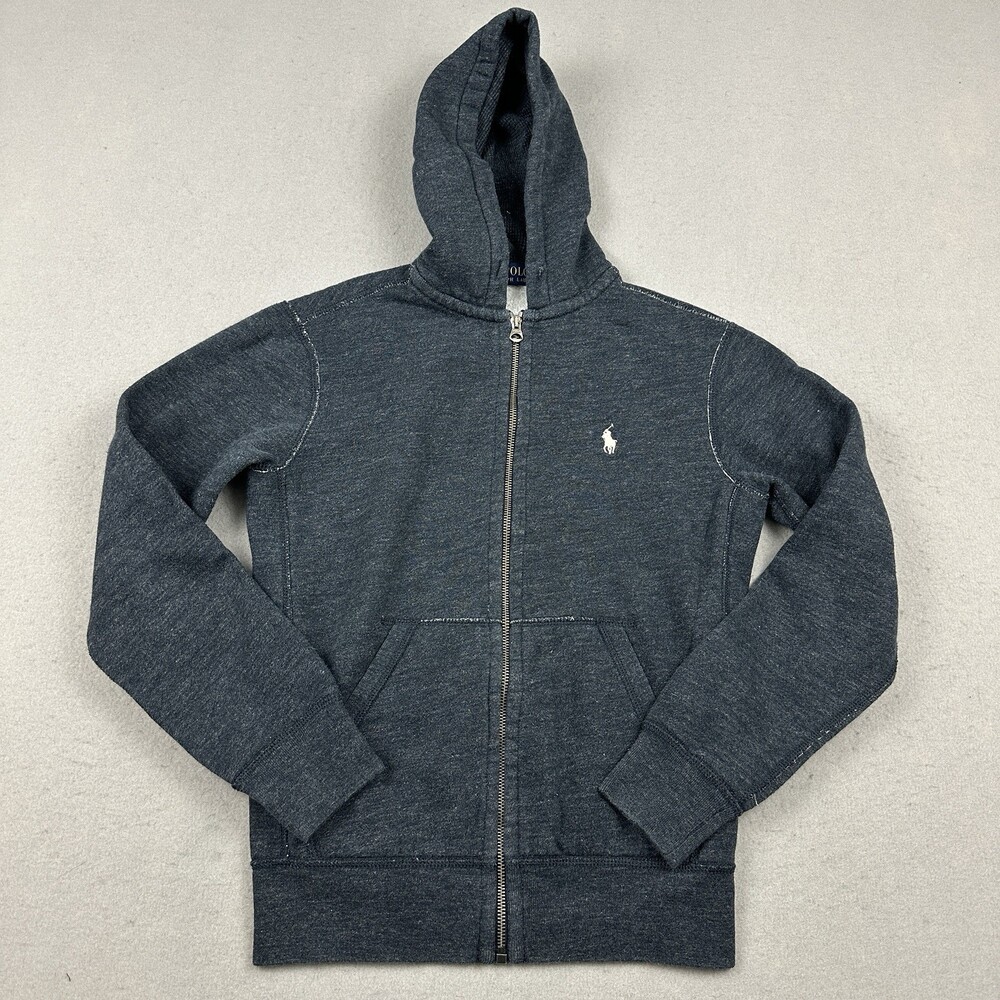 Polo Ralph Lauren Hoodie Men XS Blue Heather Full ZIp Sweatshirt Pony Pockets